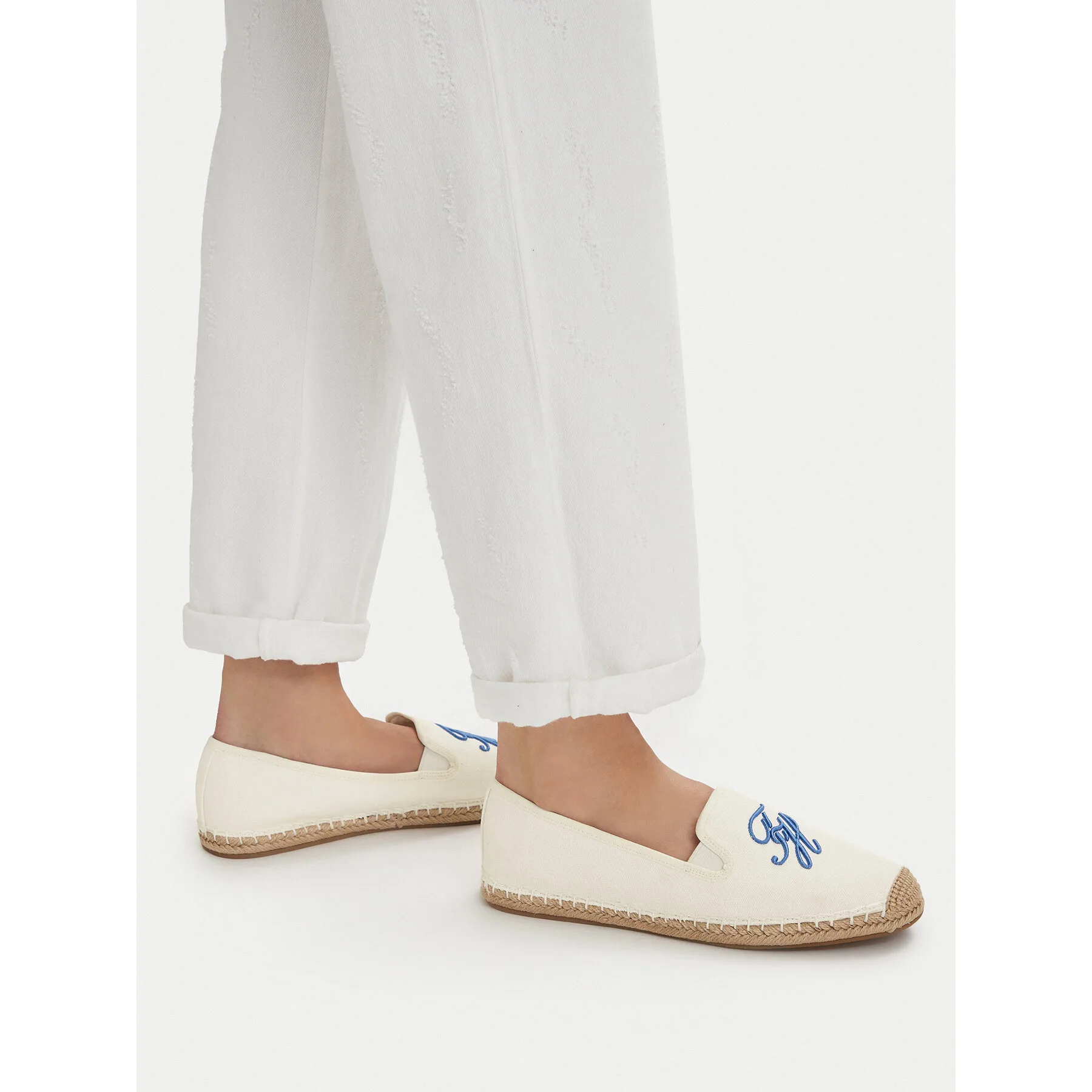 Еспадрили Tommy Hilfiger Th Script Summer Espadrille FW0FW09240 Бял – Дамски затворени еспадрили