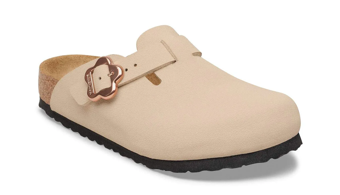Чехли Birkenstock Boston Flower Buckle Birkibuc Narrow Fit светлокафяви – Castanho Claro – Чехли и джапанки унисекс