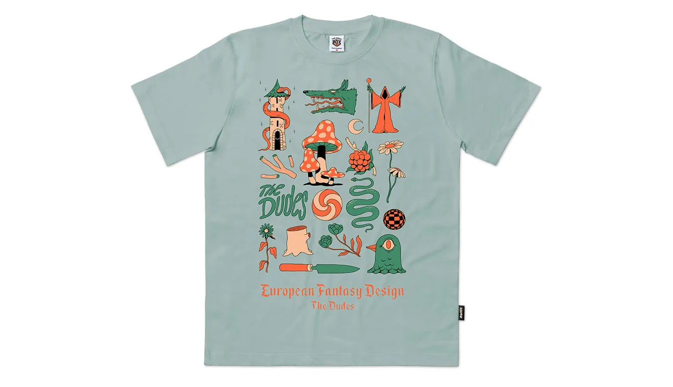 The Dudes European Fantasy Design Classic T-Shirt Aloe Homens - Turquesa - 10073103-M - Size: M – Мъжки тениски
