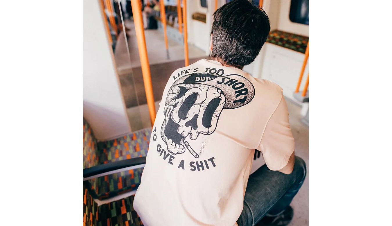 The Dudes Too Short Smokes Classic T-Shirt Fraiche Peche Homens - Laranja - 10080586 – Мъжки тениски
