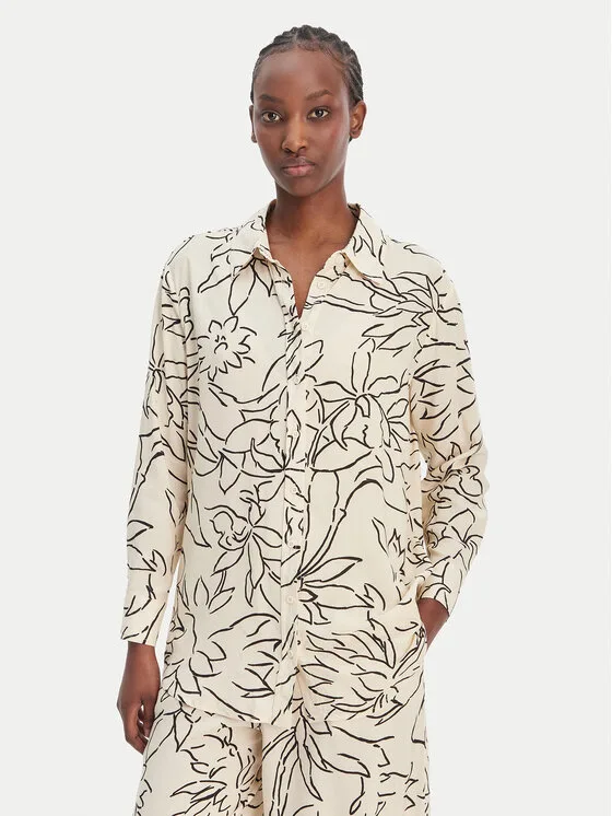 Seafolly Риза Hothouse Flowers 55648-TO Екрю Relaxed Fit – Кремав – Дамски ежедневни ризи