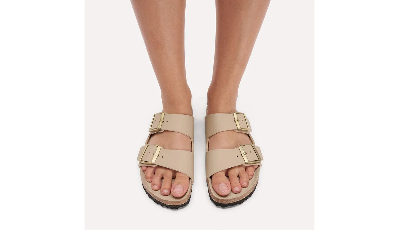 Дамски чехли Birkenstock Arizona Birko-Flor Narrow Fit Triples бежови – Beige