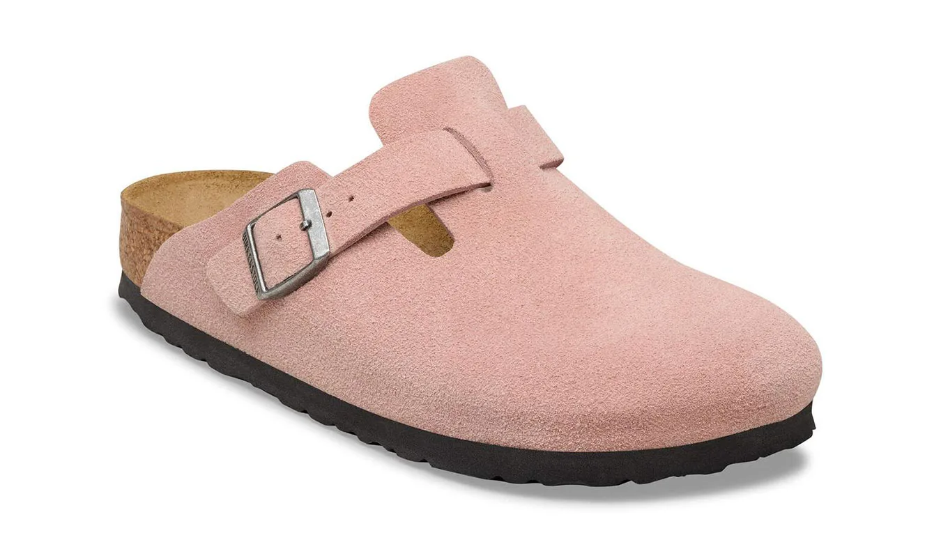 Дамски чехли Birkenstock Boston Suede Leather Clay розови – Rosa