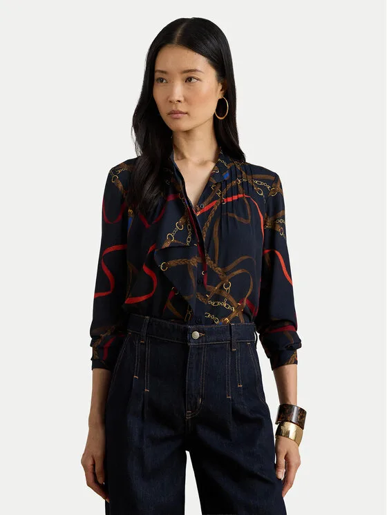 Дамска риза LAUREN RALPH LAUREN 200P03553001 тъмносиня – Дамски ежедневни ризи