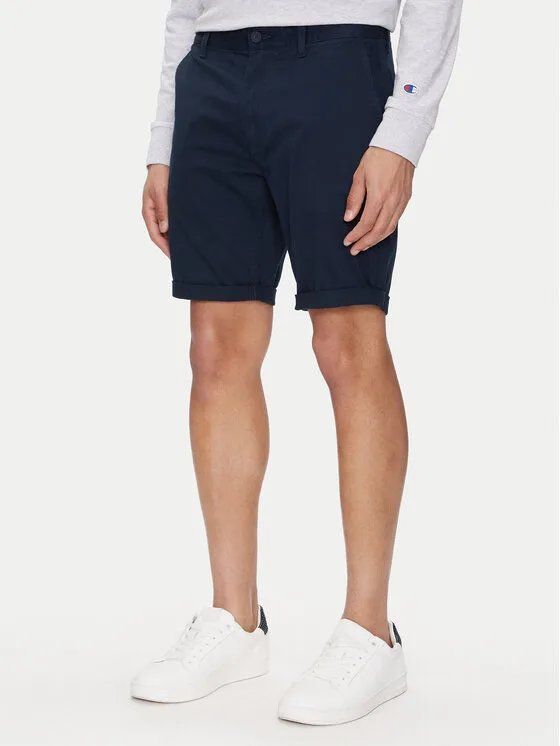 Tommy Jeans Шорти от плат Scanton DM0DM21950 Тъмносин Slim Fit – Мъжки текстилни къси панталони