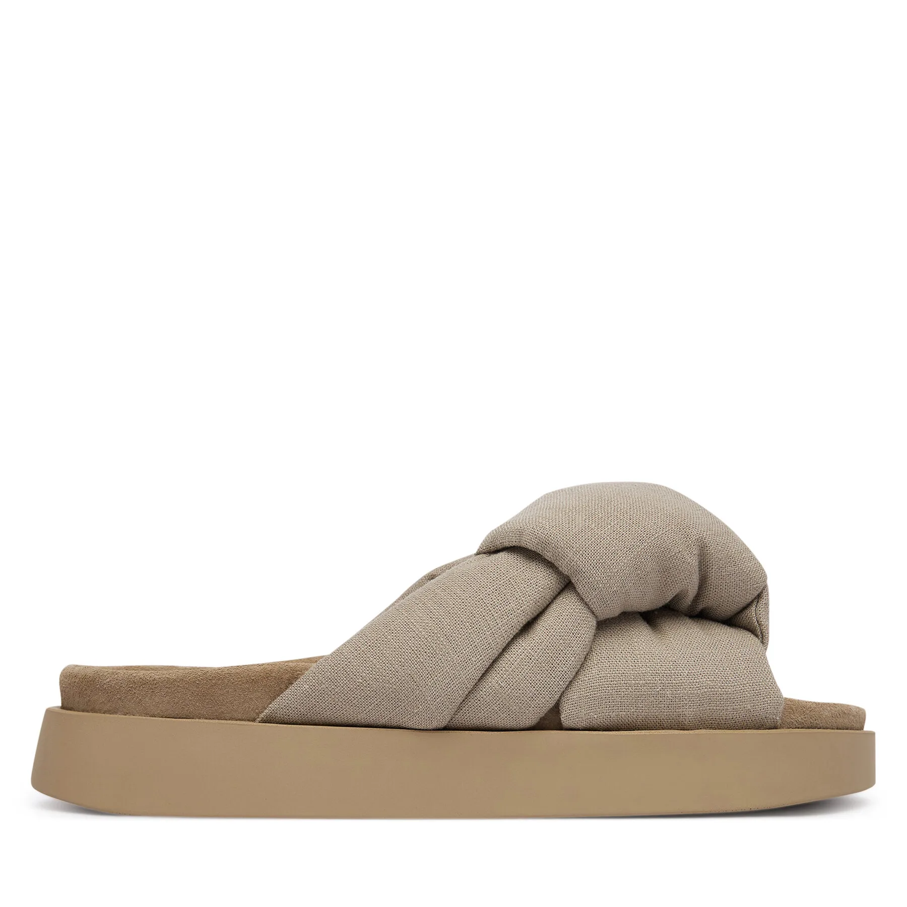 Дамски чехли Inuikii Oversized Linen Knot бежови