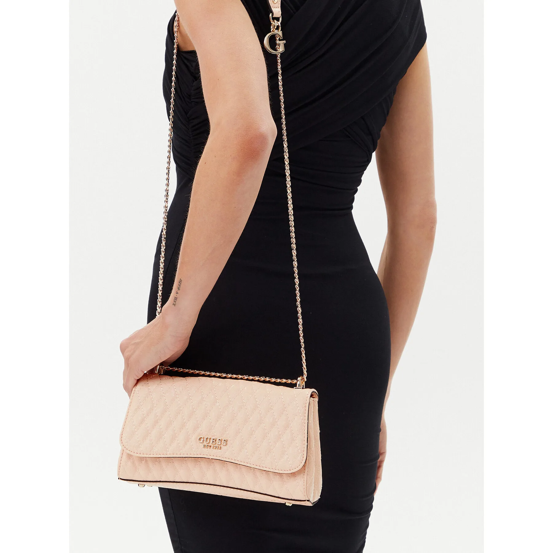 Дамска вечерна чанта Guess розова – Дамски вечерни чанти