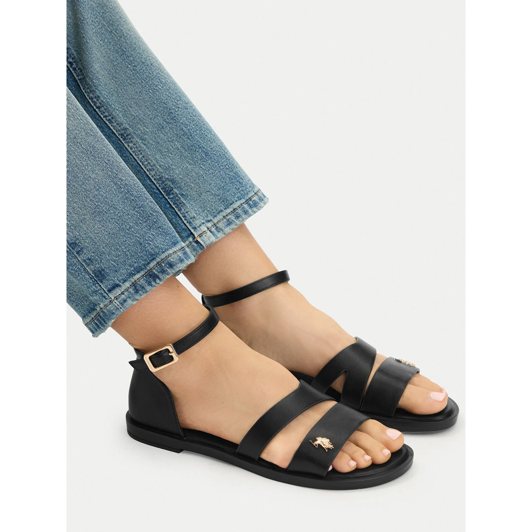 Сандали U.S. Polo Assn. EO-CASSIE003W/6Y1 Черен – Дамски равни сандали