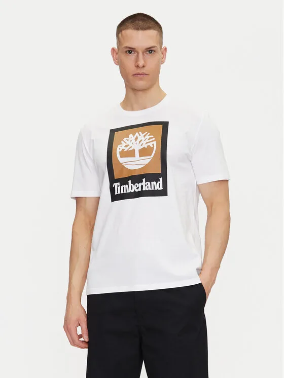 Timberland Тишърт TB0A5QS2 Бял Regular Fit – Мъжки тениски