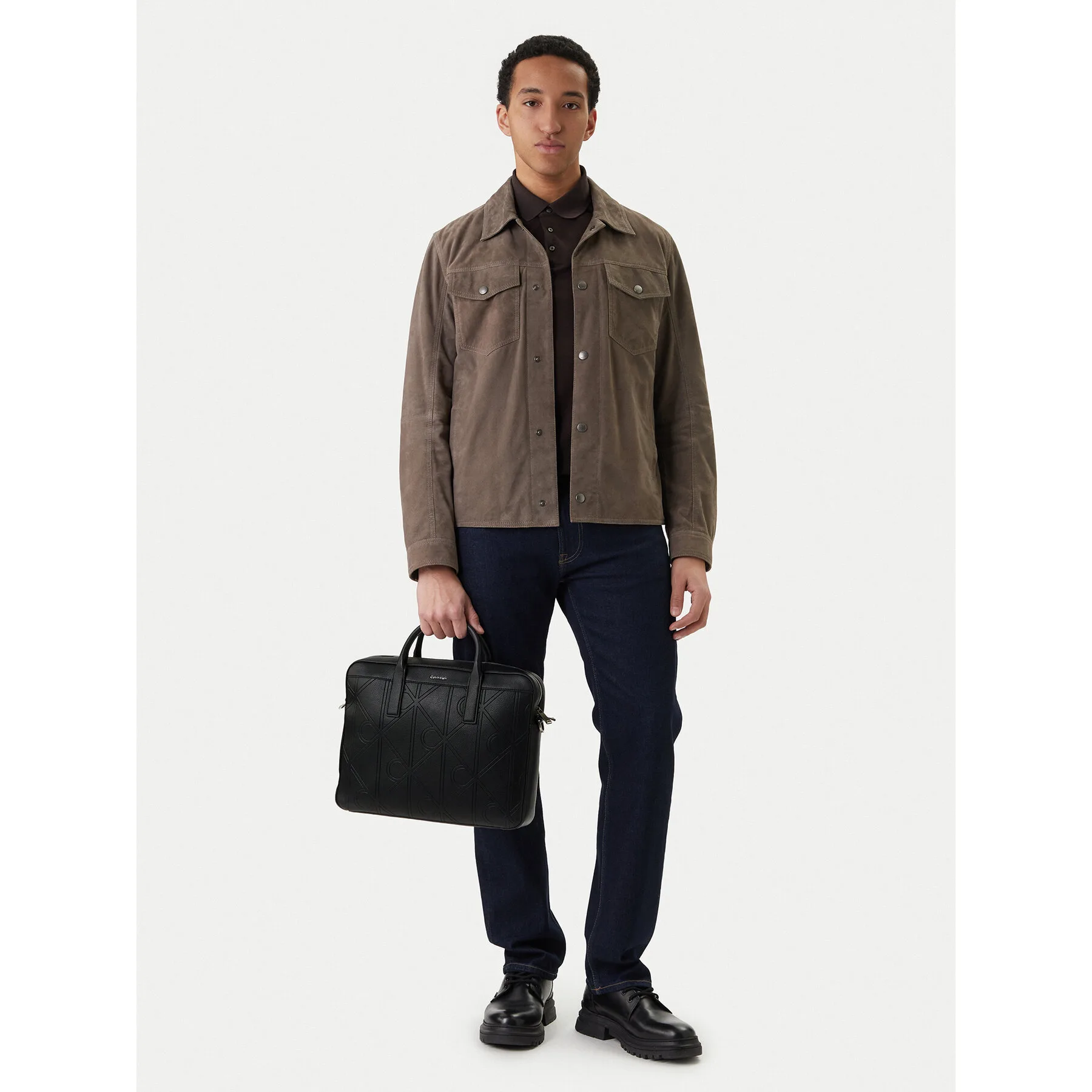 Чанта за лаптоп Calvin Klein Emblem Aop Emboss Commuter черна – Черен – Чанти за лаптоп