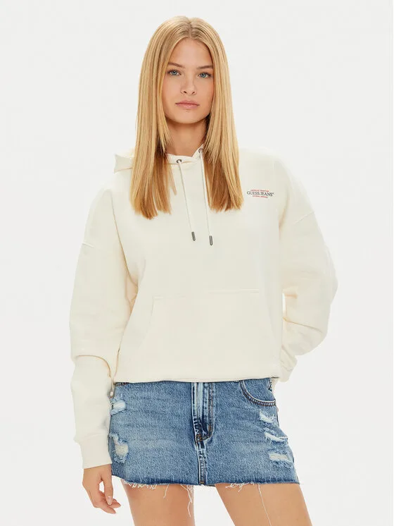 Guess Jeans Суитшърт W4BQ21 KC811 Бежов Regular Fit – Дамски суитшърти без цип