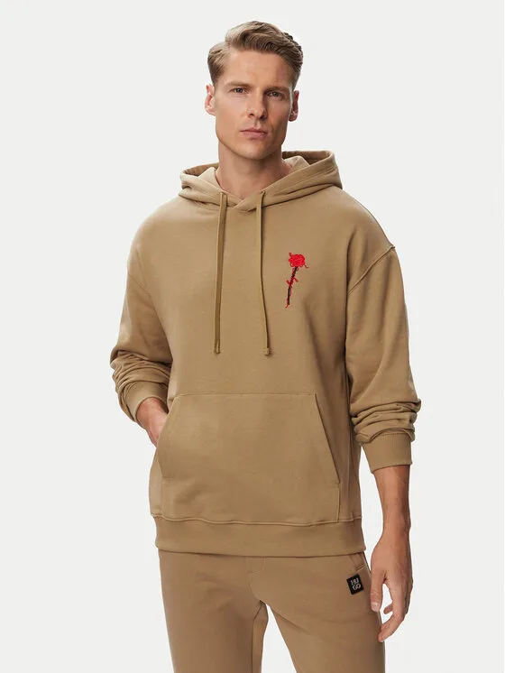 HUGO Суитшърт Diflow 50574451 Бежов Relaxed Fit – Мъжки суитшърти без цип