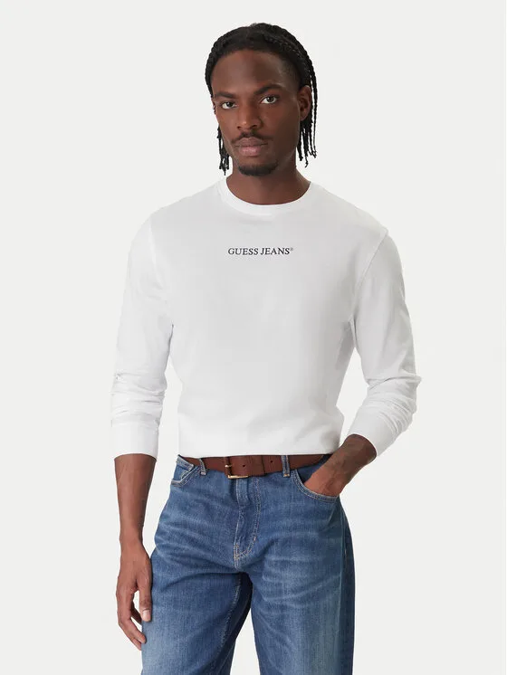 Guess Jeans Тениска с дълъг ръкав M5RI84 K8HM0 Бял Regular Fit – Мъжки тениски с дълъг ръкав