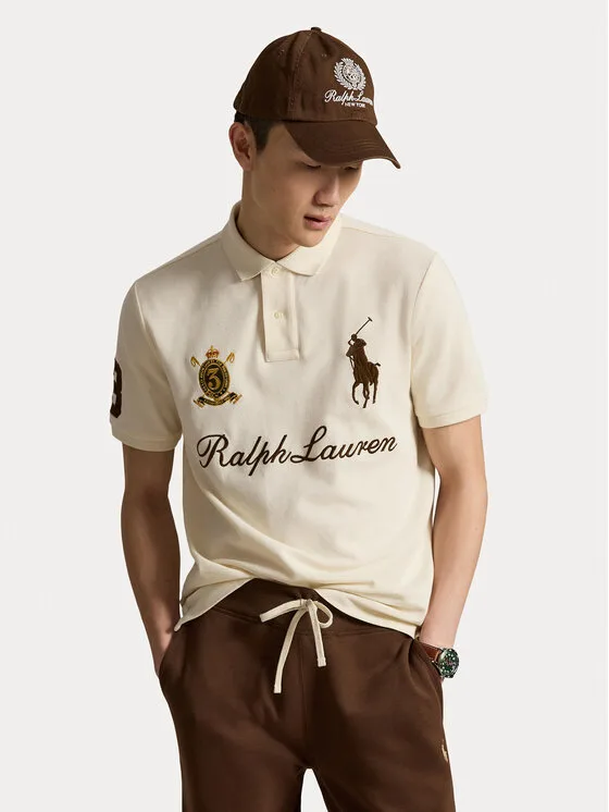 Мъжка поло тениска Polo Ralph Lauren 710B20009001 кремава – Мъжки поло тениски