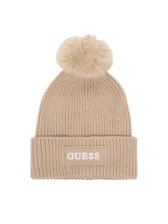 Дамска зимна шапка Guess AW5650 WOL01 бежова – Зимни шапки