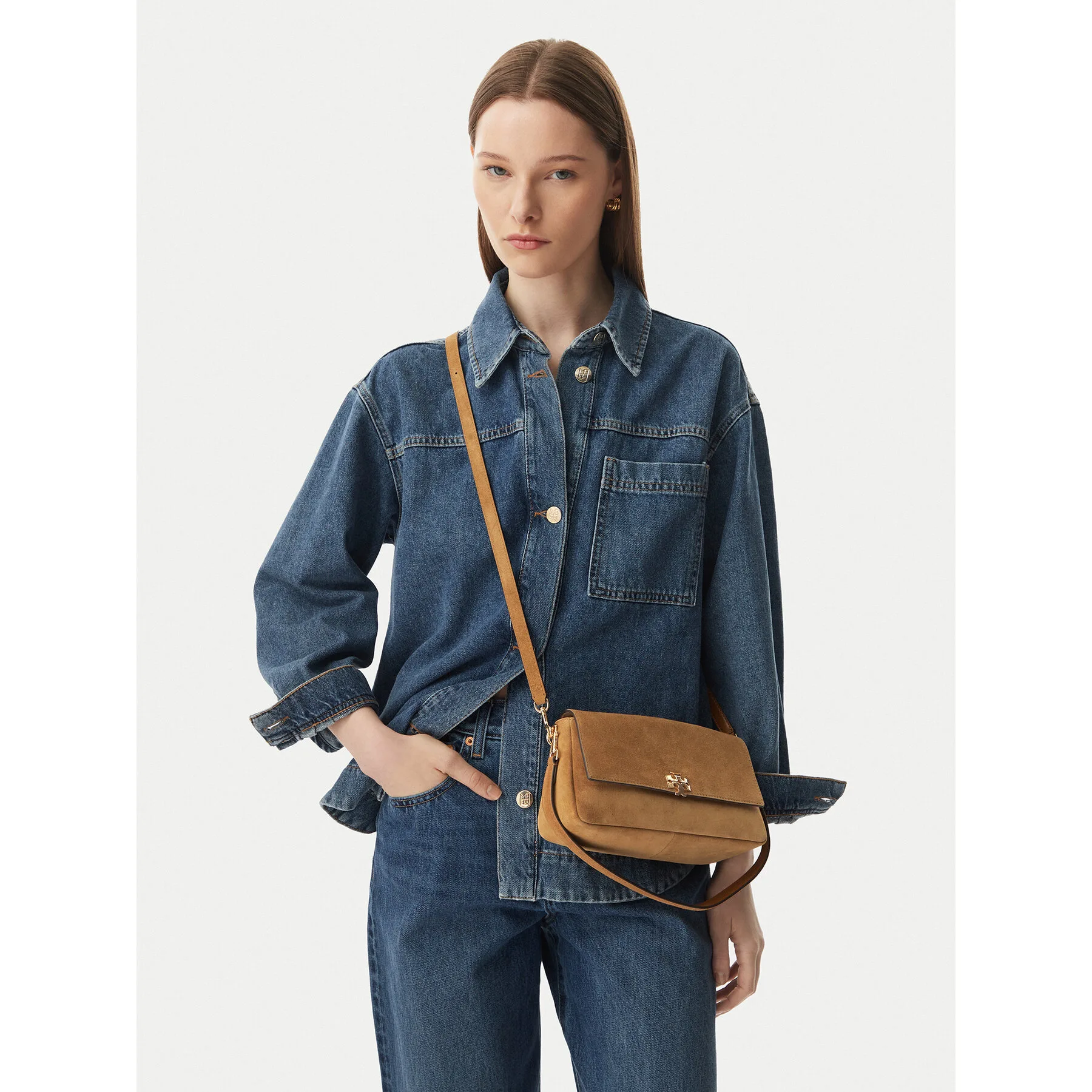 Дамска чанта Tory Burch кафява – Класически дамски чанти