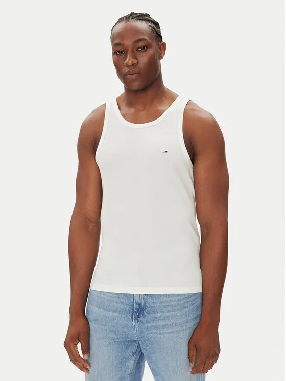 Tommy Jeans Мъжки топ Classic Flag DM0DM21927 Бял Slim Fit – Мъжки потници