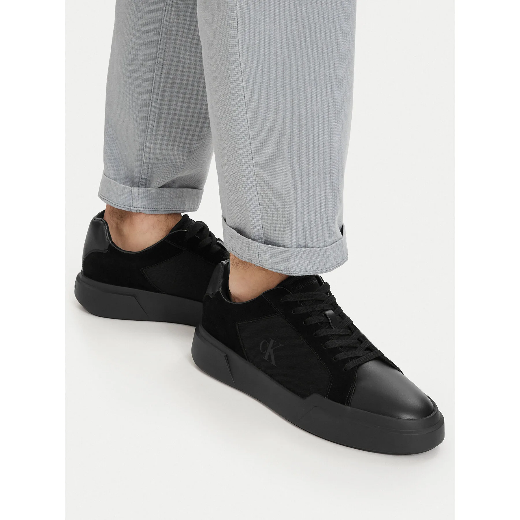 Мъжки маратонки Calvin Klein Chunky Cupsole Laceup Cv Mix черни – Черен – Мъжки ниски маратонки