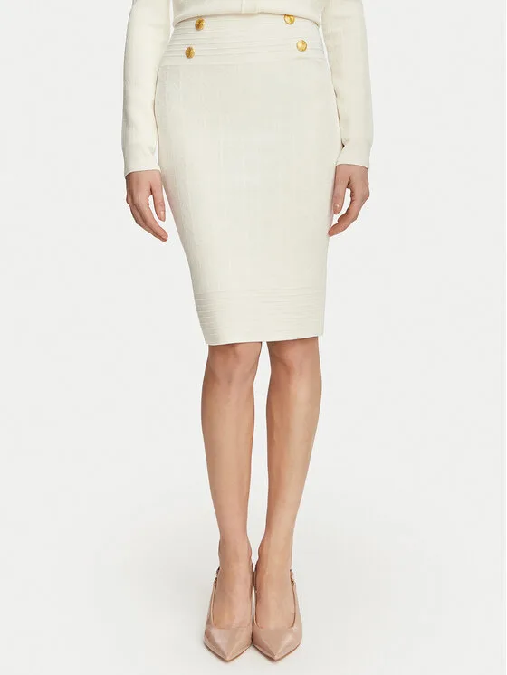 Marciano Guess Пола тип молив G6YD07 Z1013 Кремав Slim Fit – Дамски поли тип молив