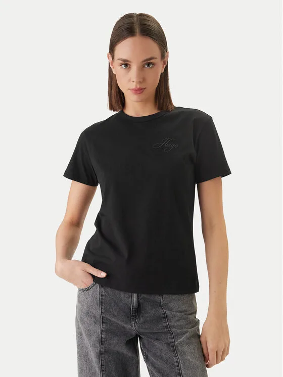 HUGO Тишърт Damacia_7 50561233 Черен Regular Fit – Дамски тениски