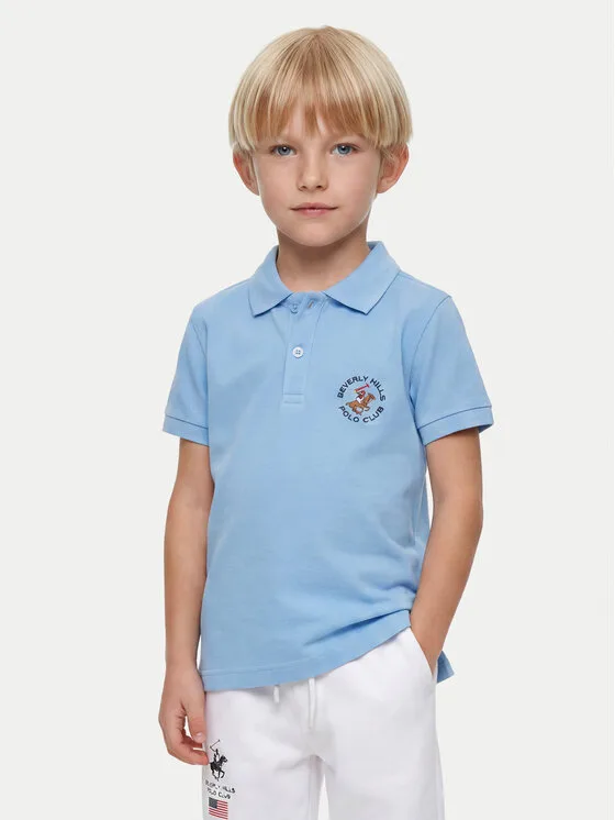 Beverly Hills Polo Club Тениска с яка и копчета P-SS26B-P42560 Син Regular Fit – Мъжки поло тениски