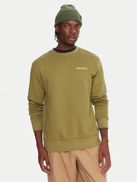 Quiksilver Суитшърт Salt Water Graphic EQYFT05127 Зелен Comfort Fit – Мъжки суитшърти без цип