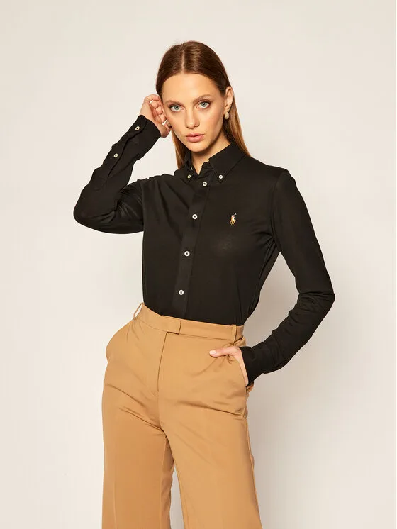 Дамска риза Polo Ralph Lauren Heidi черна – Черен – Дамски ежедневни ризи