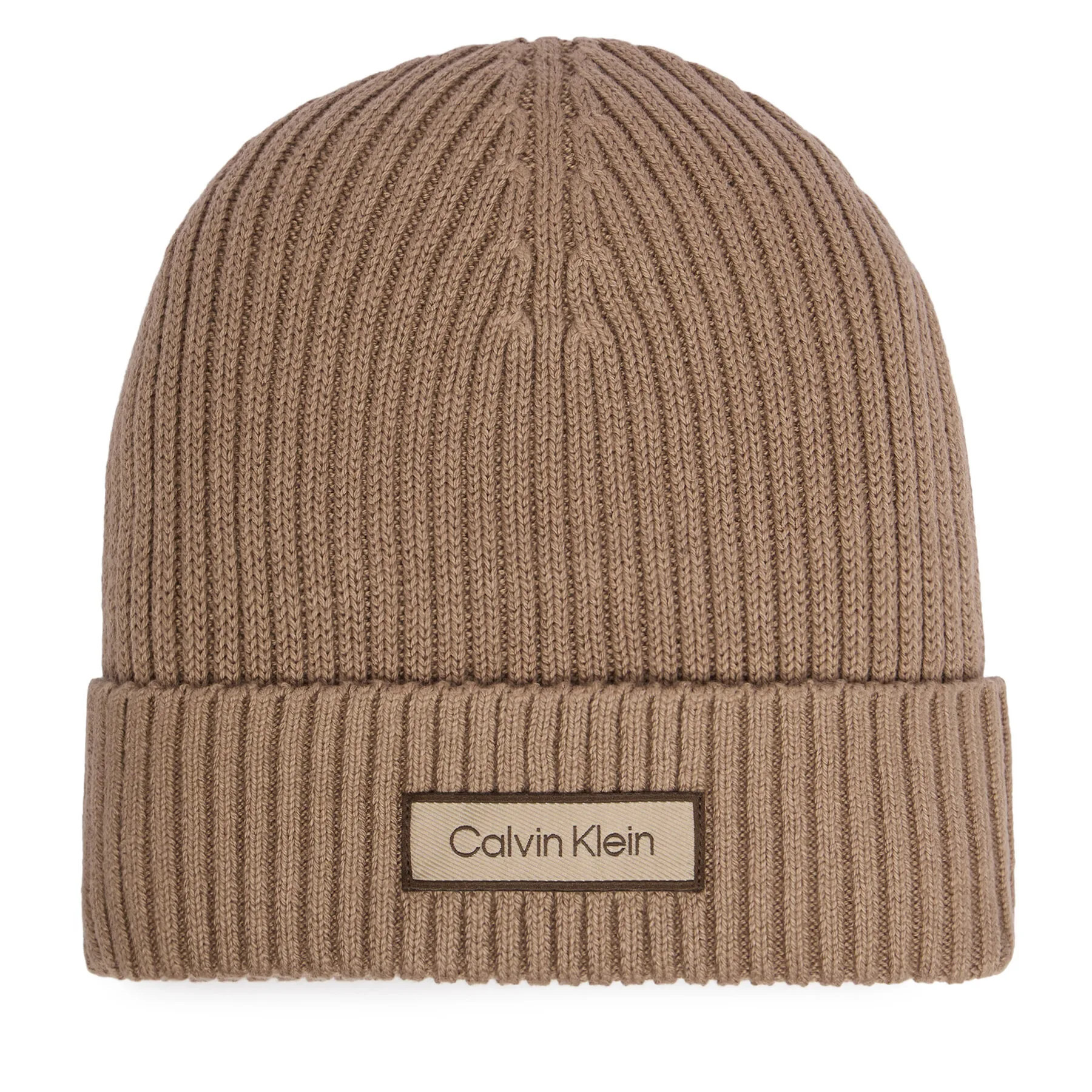 Мъжка зимна шапка Calvin Klein бежова – Зимни шапки