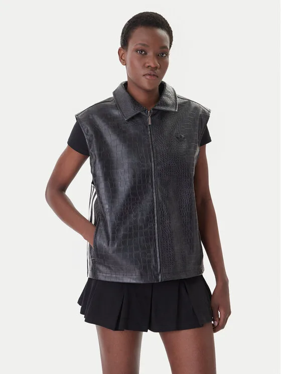 Дамски елек adidas Pleather черен – Дамски елеци