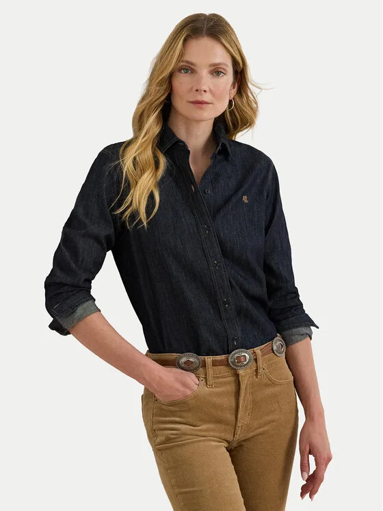 Дамска риза LAUREN RALPH LAUREN 200B20825001 тъмносиня – Дамски ежедневни ризи