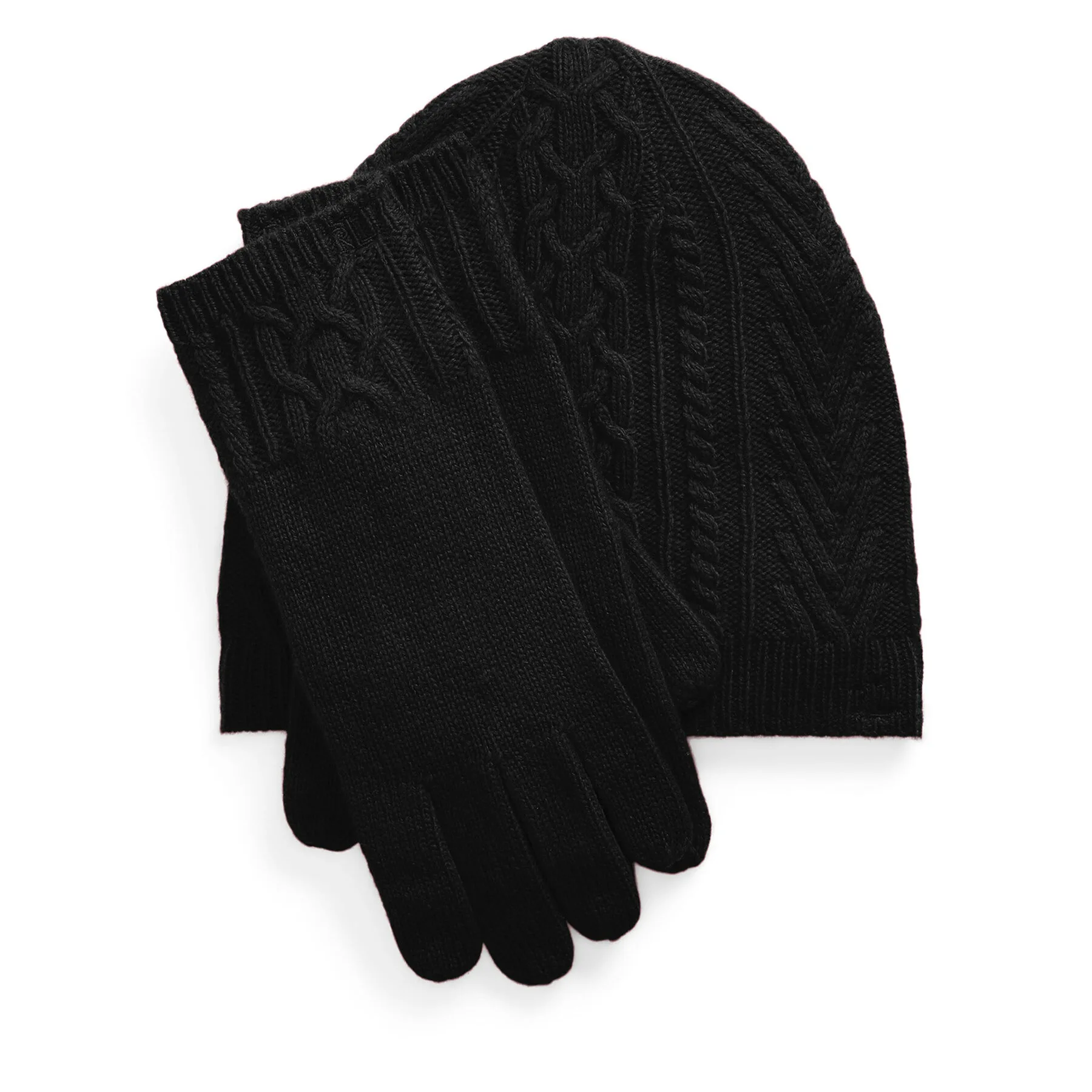 Комплект шапка, шал и ръкавици LAUREN RALPH LAUREN 454960056002 Черен – Шапки