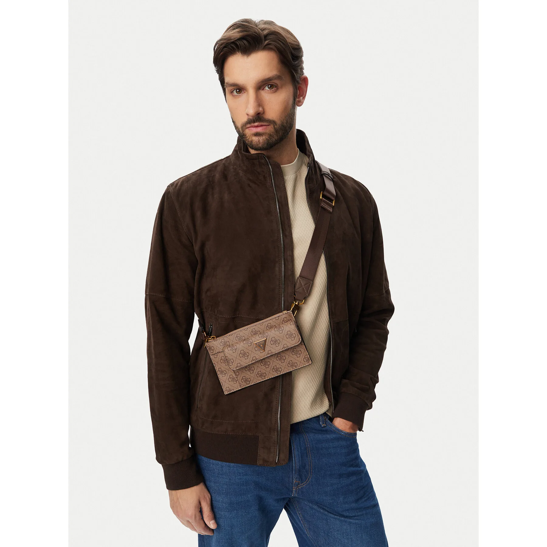 Дамска чанта Guess HMMILO P6391 Светлокафяв – Дамски чанти