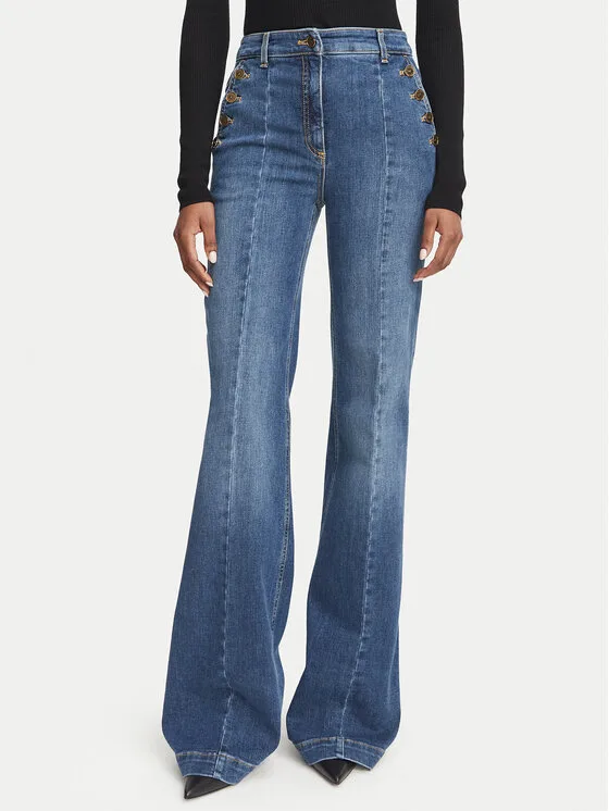 Elisabetta Franchi Дънки PJ-12D-66E2-V520 Син Palazzo Fit – Дамски дънки