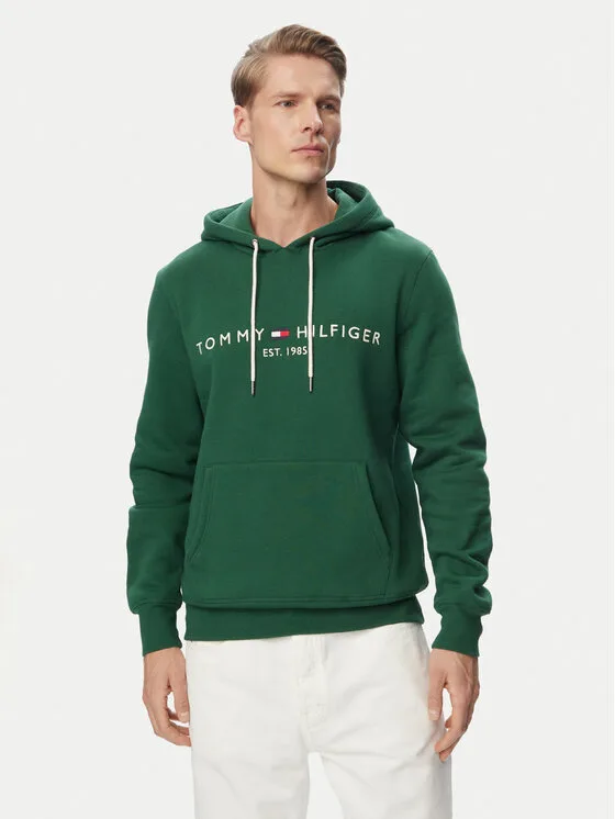 Мъжки суитшърт Tommy Hilfiger Logo MW0MW11599 тъмнозелен – Мъжки суитшърти без цип