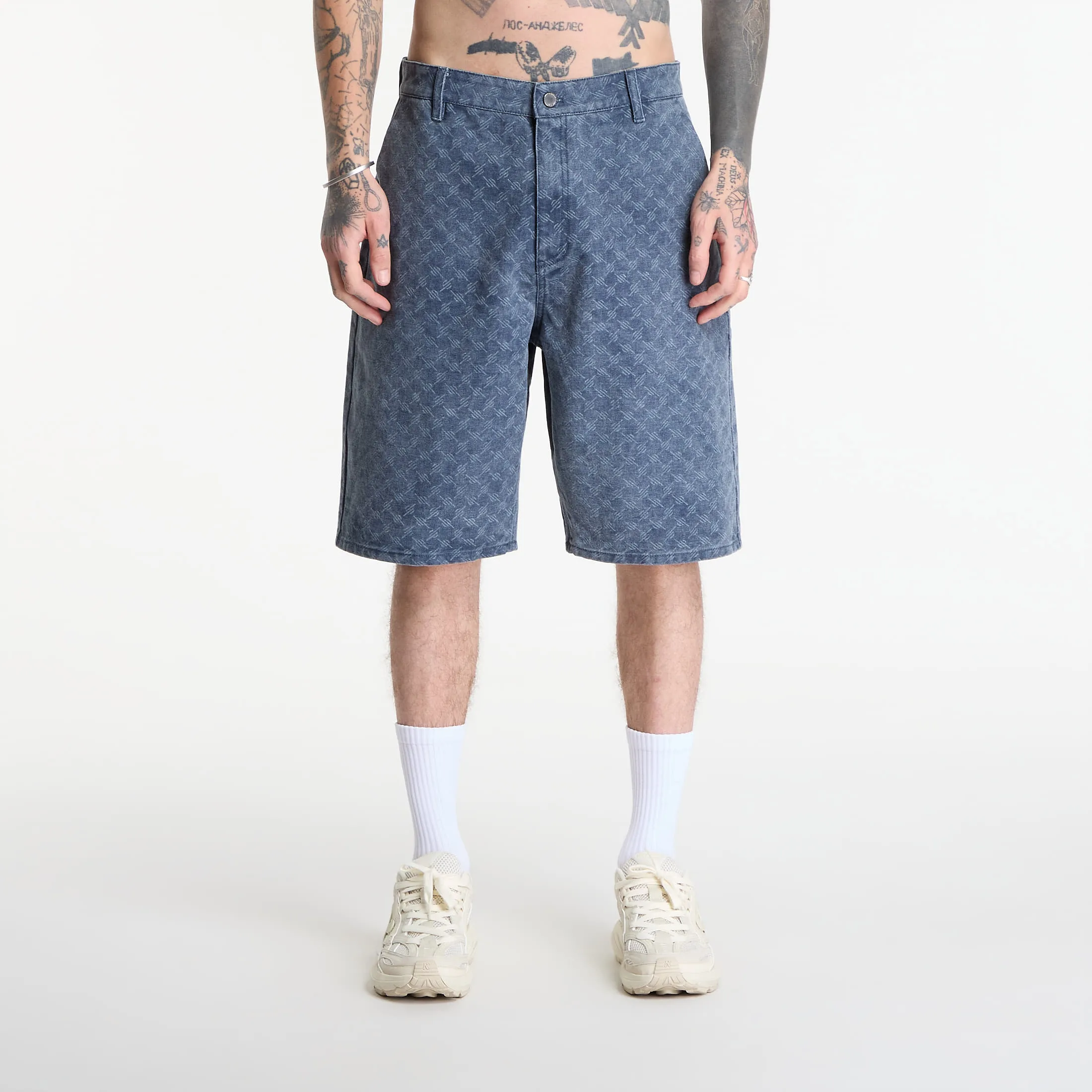 Къси панталони Daily Paper Washed Monogram Woven Shorts Blue Wing Teal XS – Мъжки къси панталони