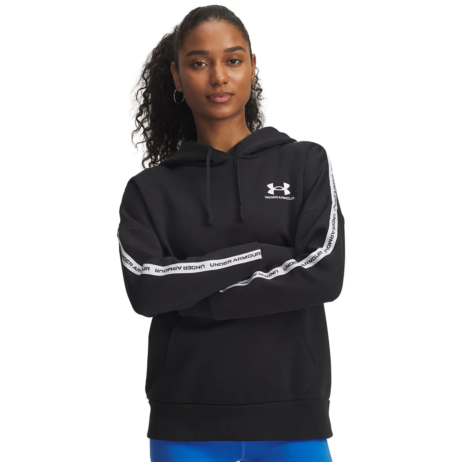 Суитшърт Under Armour Icon Fleece Taped Hoodiey Black S – Дамски худита