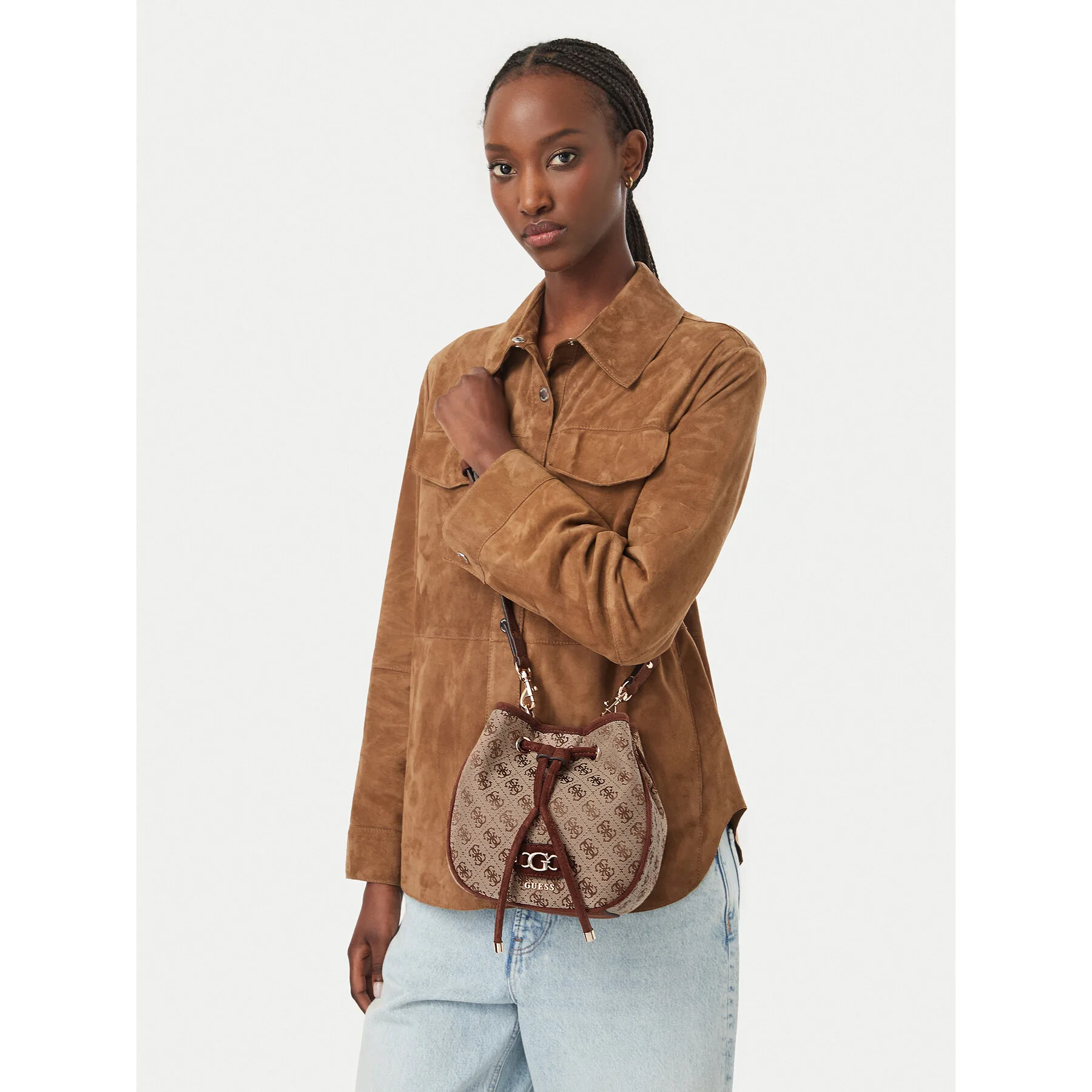 Дамска чанта Guess Samantha Mini HWJG23 13770 Кафяв – Чанти